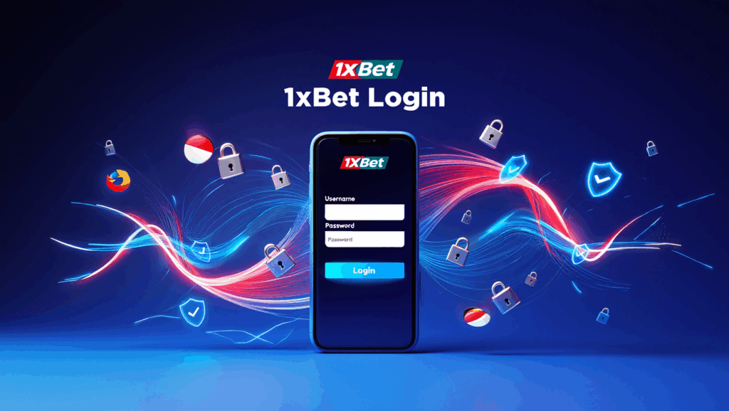 Layar login 1xBet di smartphone